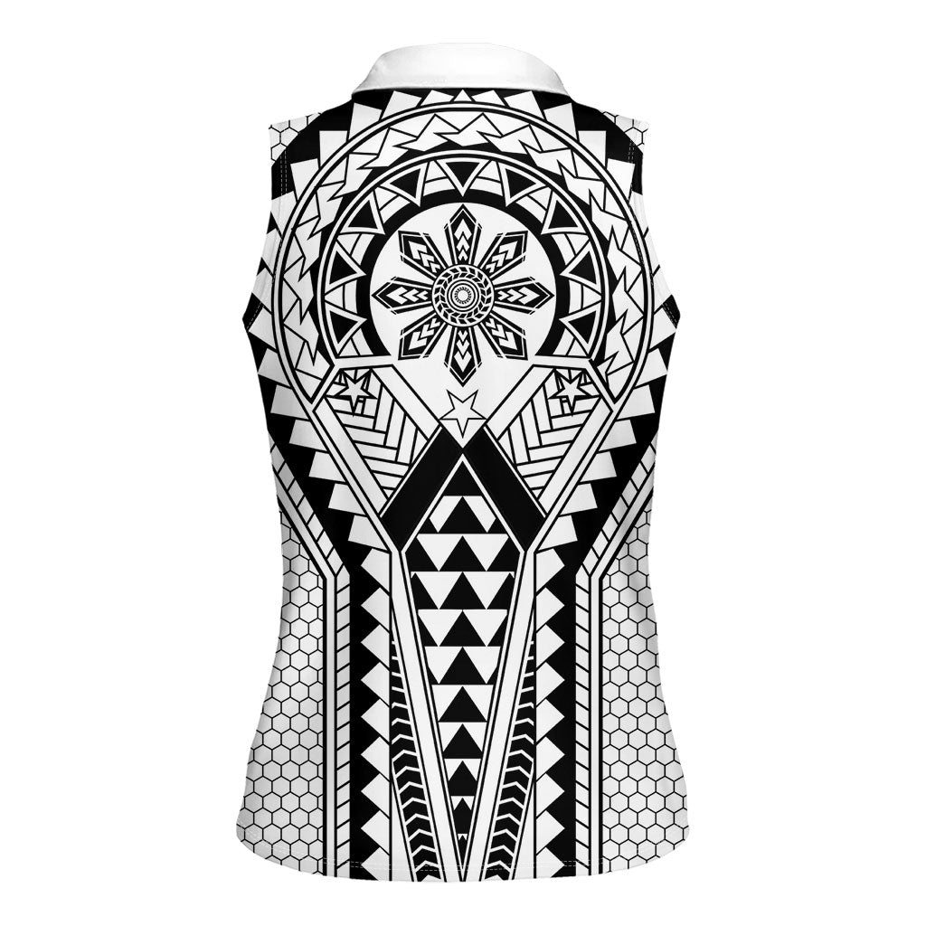 Philippines Batok Tribal Inspired Tattoo White Women Sleeveless Polo Shirt