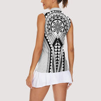 Philippines Batok Tribal Inspired Tattoo White Women Sleeveless Polo Shirt