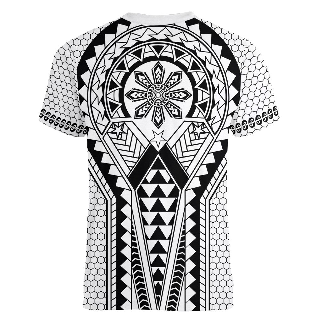 Philippines Batok Tribal Inspired Tattoo White Women V-Neck T-Shirt