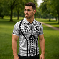 Philippines Batok Tribal Inspired Tattoo White Zipper Polo Shirt
