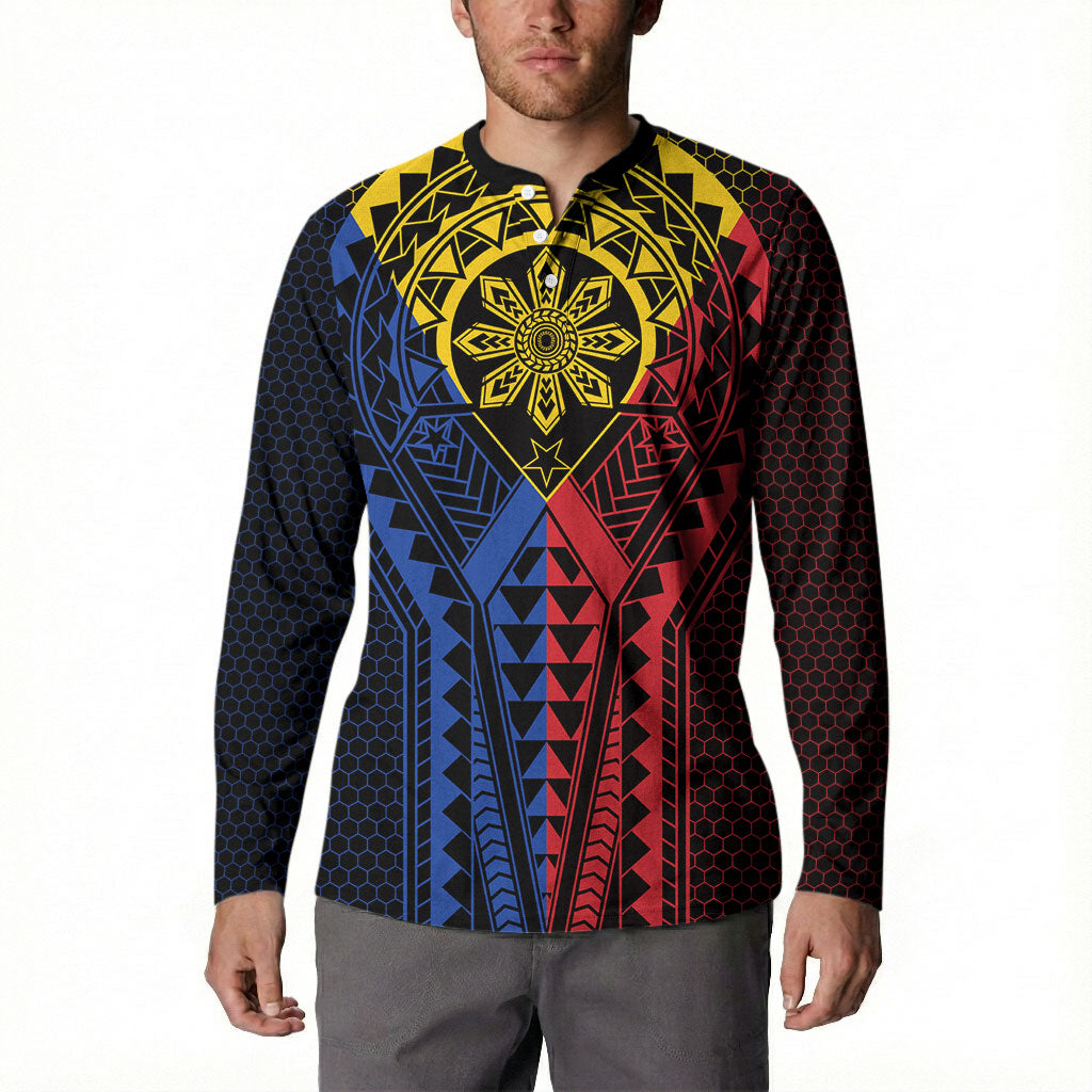 Philippines Batok Tribal Inspired Tattoo Button Sweatshirt