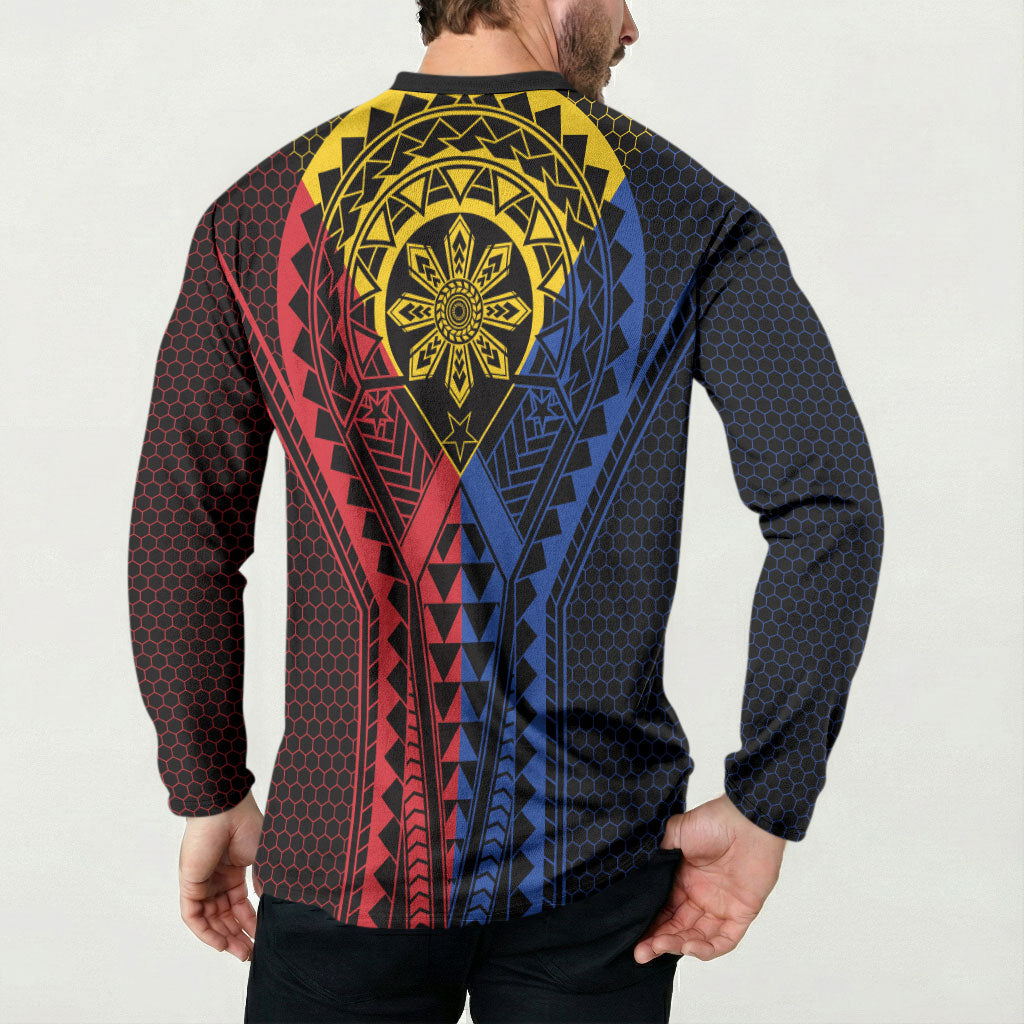 Philippines Batok Tribal Inspired Tattoo Button Sweatshirt