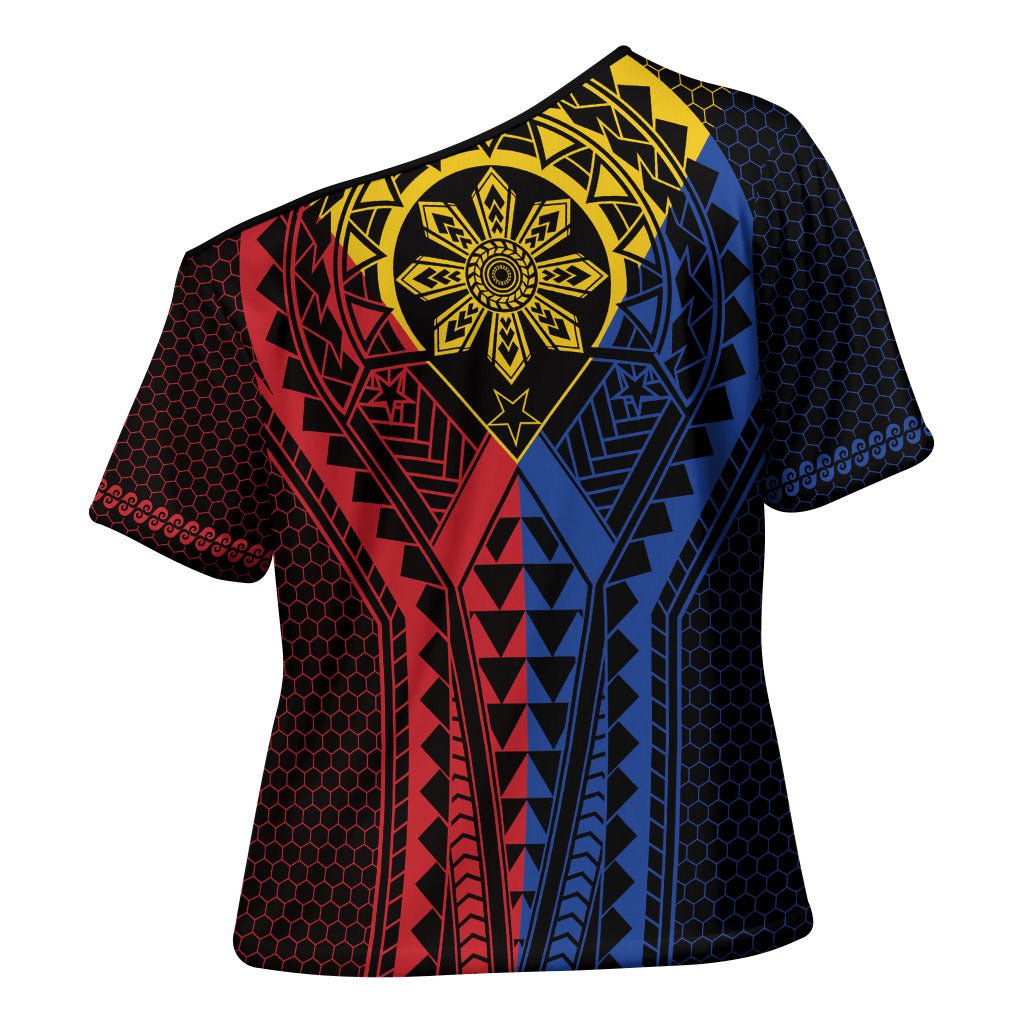 Philippines Batok Tribal Inspired Tattoo Cross Shoulder Shirt