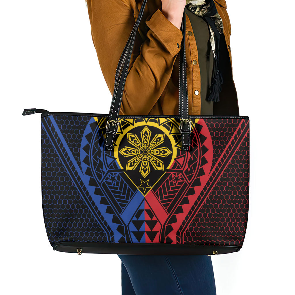 Philippines Batok Tribal Inspired Tattoo Leather Tote Bag