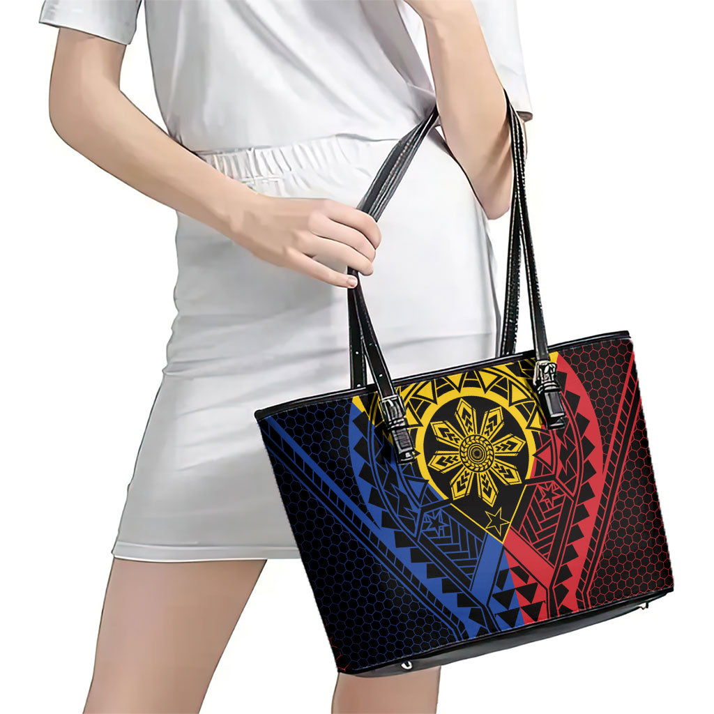 Philippines Batok Tribal Inspired Tattoo Leather Tote Bag