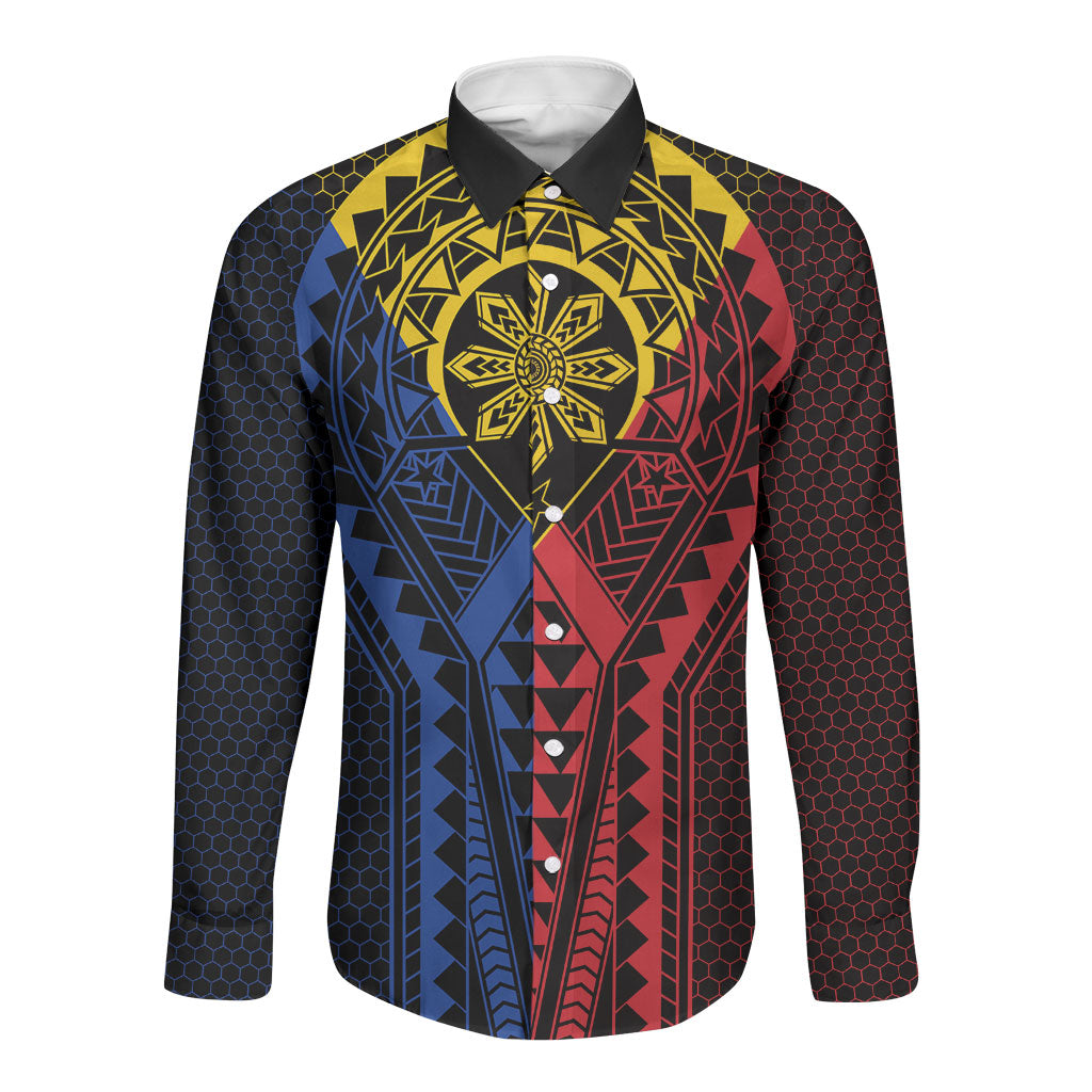 Philippines Batok Tribal Inspired Tattoo Long Sleeve Button Shirt