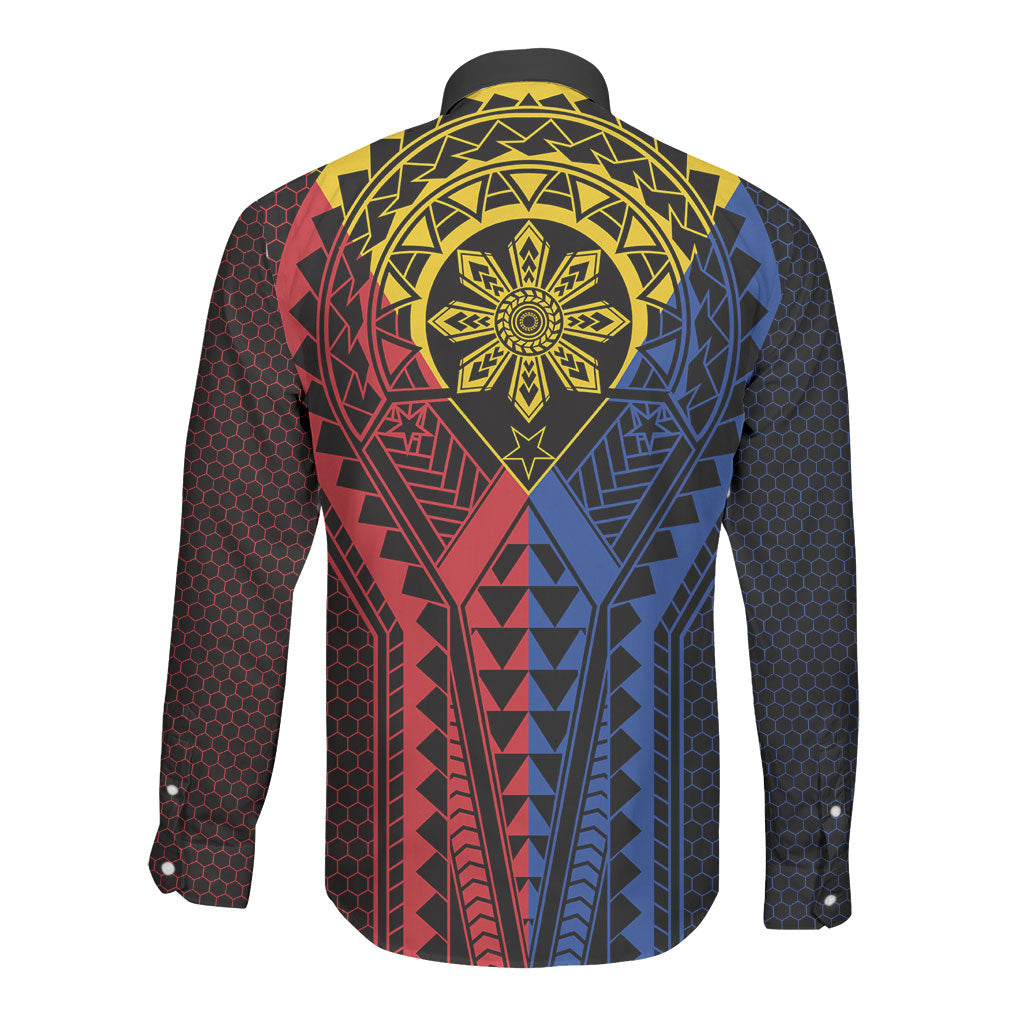 Philippines Batok Tribal Inspired Tattoo Long Sleeve Button Shirt