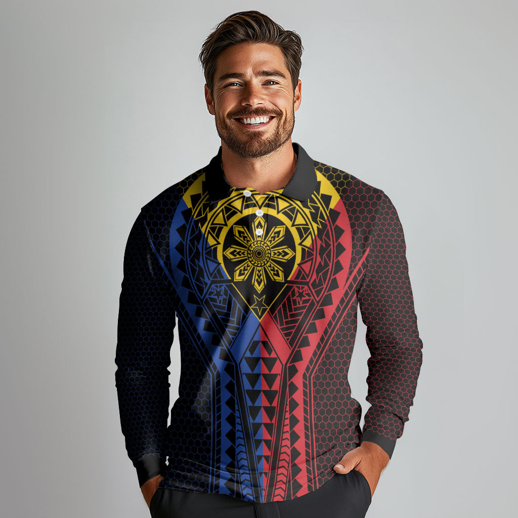 Philippines Batok Tribal Inspired Tattoo Long Sleeve Polo Shirt