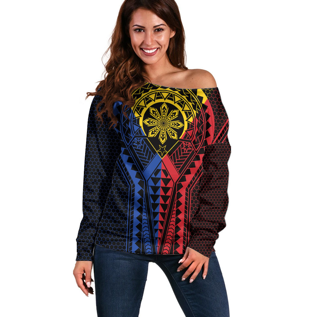 Philippines Batok Tribal Inspired Tattoo Off Shoulder Sweater