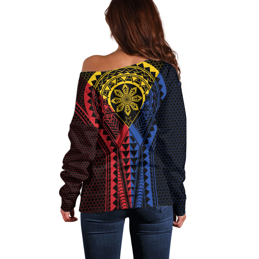 Philippines Batok Tribal Inspired Tattoo Off Shoulder Sweater