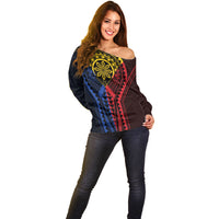 Philippines Batok Tribal Inspired Tattoo Off Shoulder Sweater