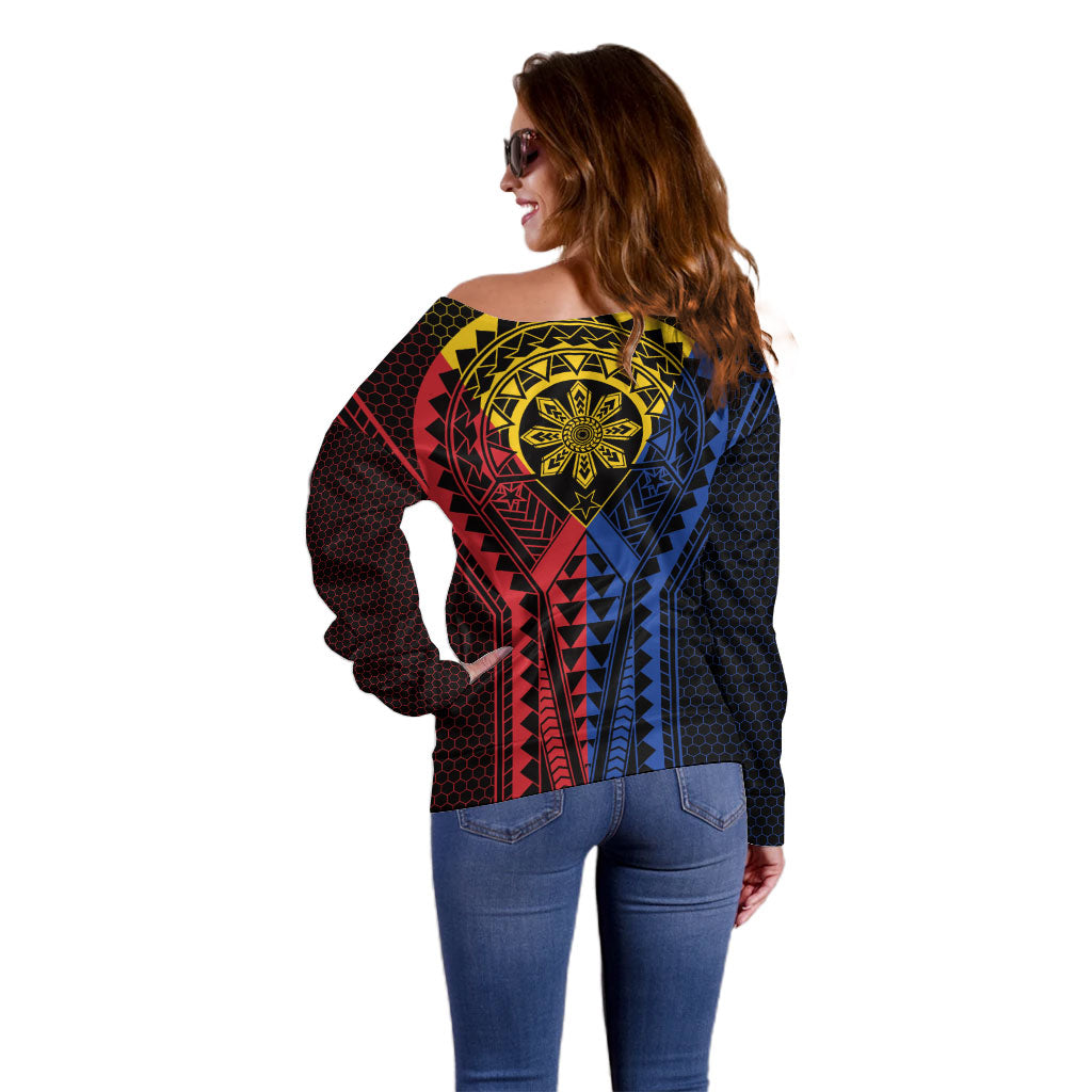 Philippines Batok Tribal Inspired Tattoo Off Shoulder Sweater