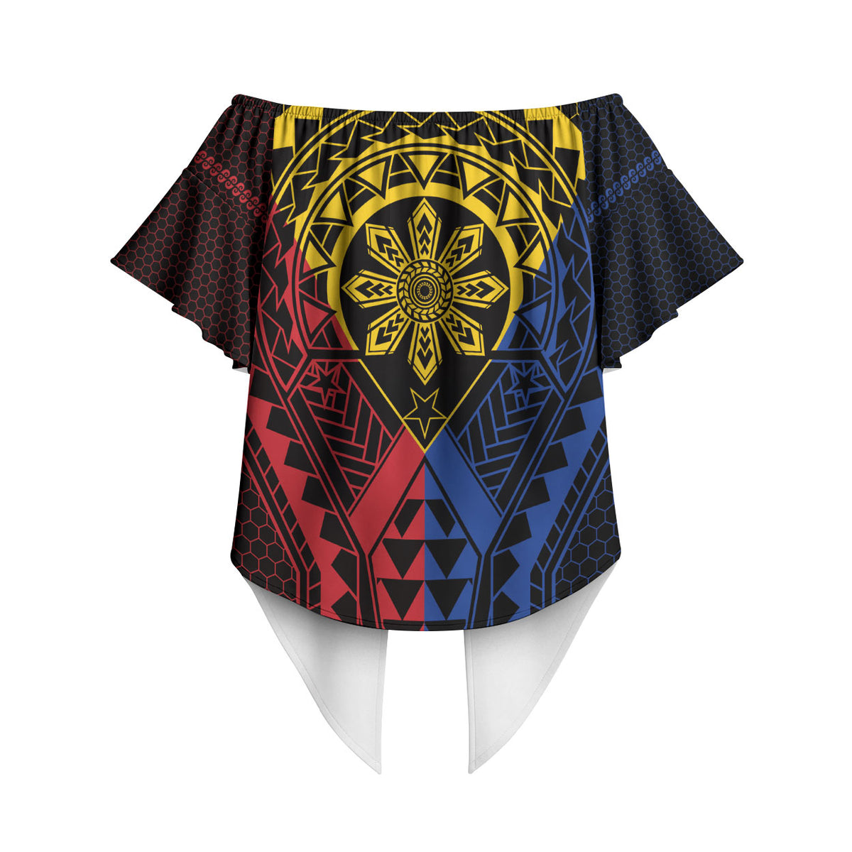 Philippines Batok Tribal Inspired Tattoo Off Shoulder Wrap Waist Top
