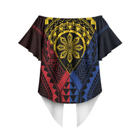 Philippines Batok Tribal Inspired Tattoo Off Shoulder Wrap Waist Top