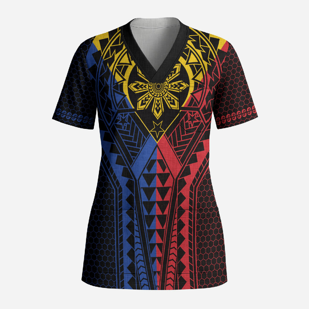Philippines Batok Tribal Inspired Tattoo Scrub Top