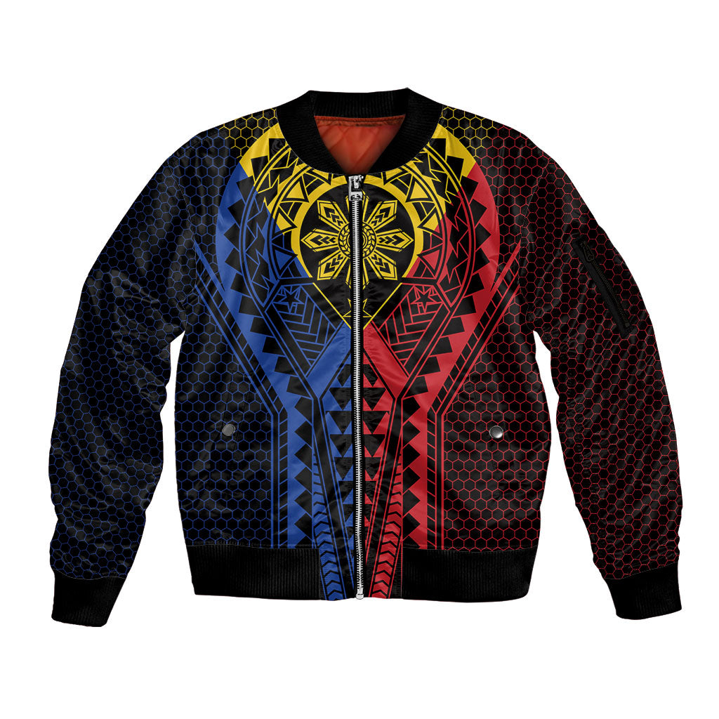 Philippines Batok Tribal Inspired Tattoo Sleeve Zip Bomber Jacket