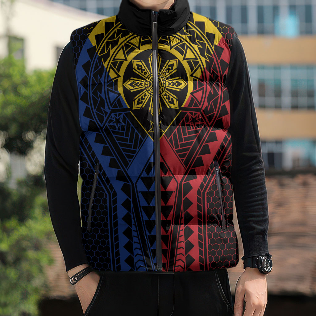 Philippines Batok Tribal Inspired Tattoo Sleeveless Puffer Jacket