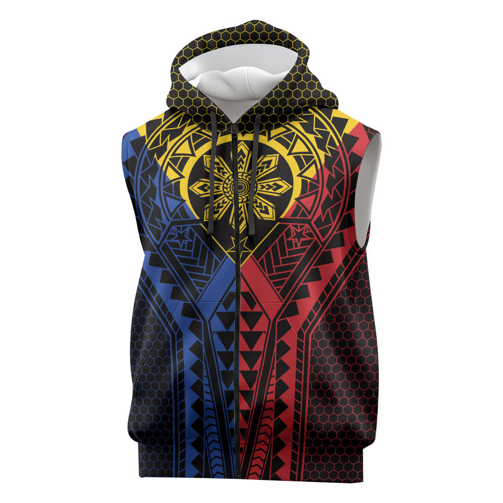 Philippines Batok Tribal Inspired Tattoo Sleeveless Zip Hoodie