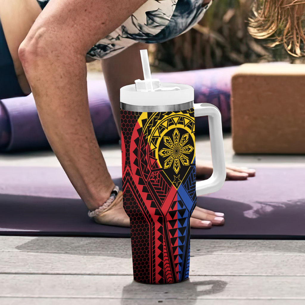 Philippines Batok Tribal Inspired Tattoo Tumbler With Handle