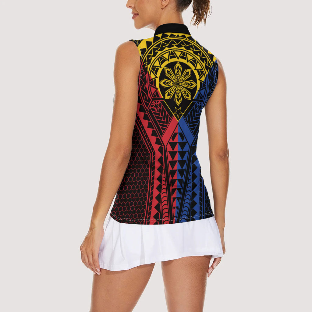 Philippines Batok Tribal Inspired Tattoo Women Sleeveless Polo Shirt