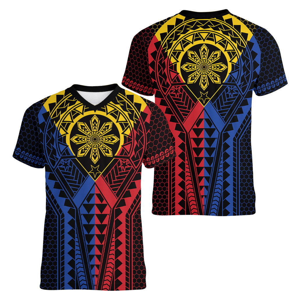 Philippines Batok Tribal Inspired Tattoo Women V-Neck T-Shirt