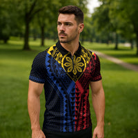 Philippines Batok Tribal Inspired Tattoo Zipper Polo Shirt