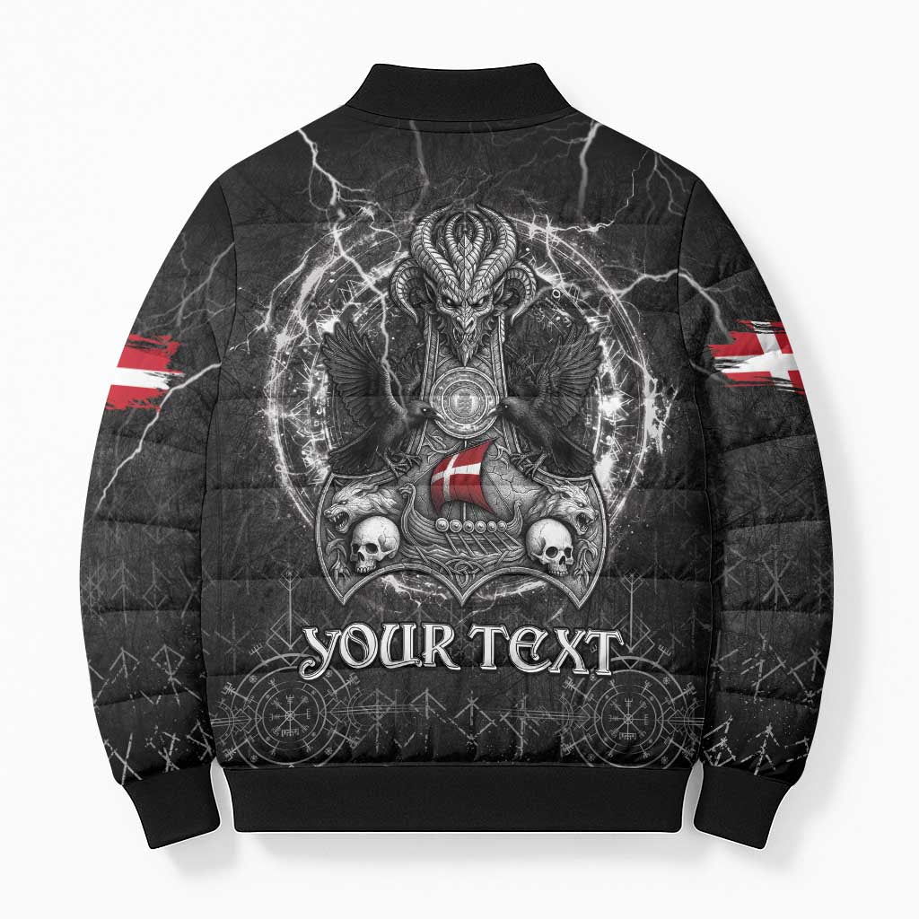 Personalized Denmark Viking Bomber Puffer Jacket Odin's Raven Legacy - Wonder Print Shop