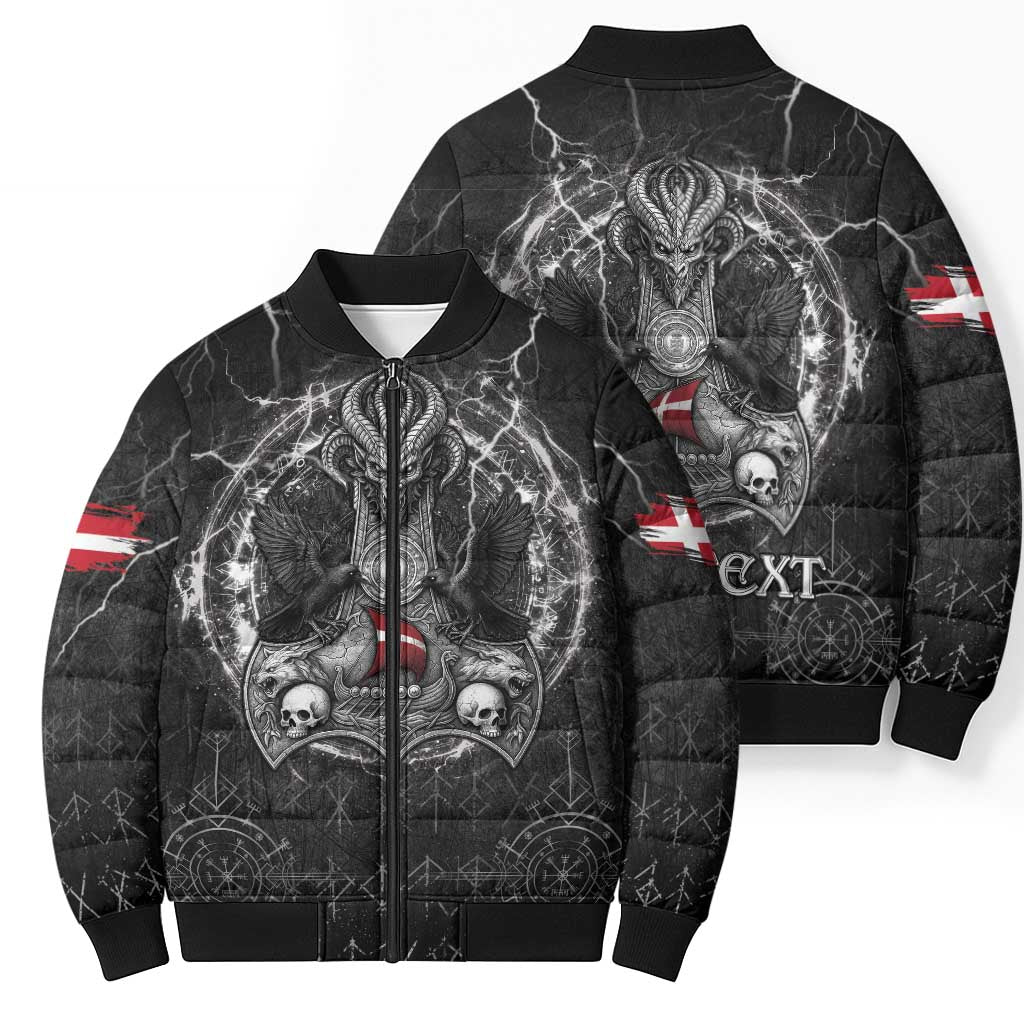 Personalized Denmark Viking Bomber Puffer Jacket Odin's Raven Legacy - Wonder Print Shop