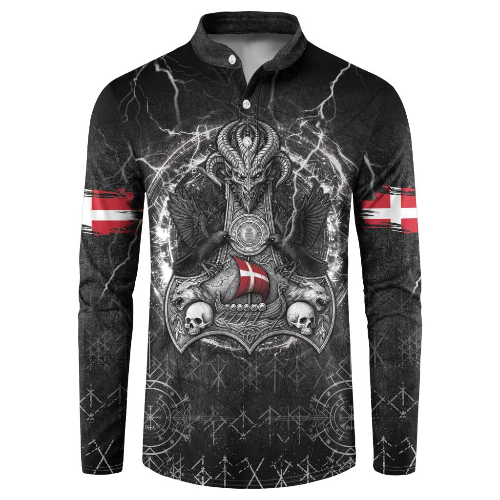 Personalized Denmark Viking Button Sweatshirt Odin's Raven Legacy - Wonder Print Shop