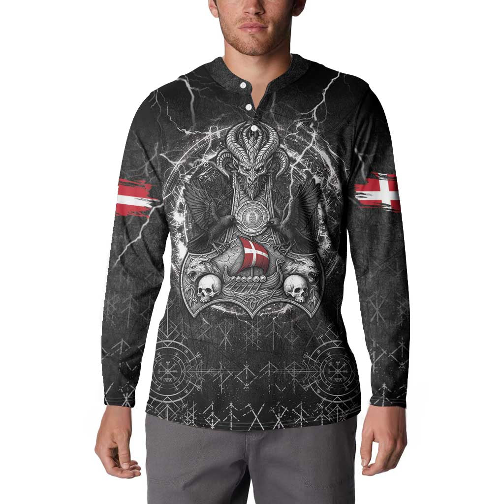 Personalized Denmark Viking Button Sweatshirt Odin's Raven Legacy - Wonder Print Shop