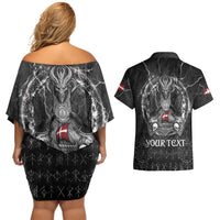 Personalized Denmark Viking Couples Matching Off Shoulder Short Dress and Hawaiian Shirt Odin's Raven Legacy - Wonder Print Shop