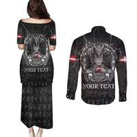 Personalized Denmark Viking Couples Matching Puletasi and Long Sleeve Button Shirt Odin's Raven Legacy - Wonder Print Shop