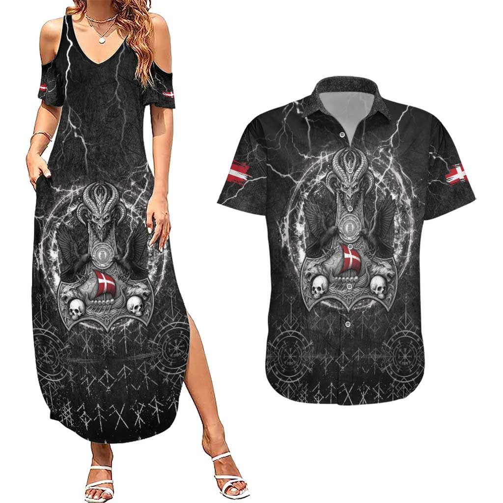 Personalized Denmark Viking Couples Matching Summer Maxi Dress and Hawaiian Shirt Odin's Raven Legacy - Wonder Print Shop