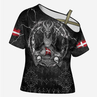 Personalized Denmark Viking Cross Shoulder Shirt Odin's Raven Legacy - Wonder Print Shop