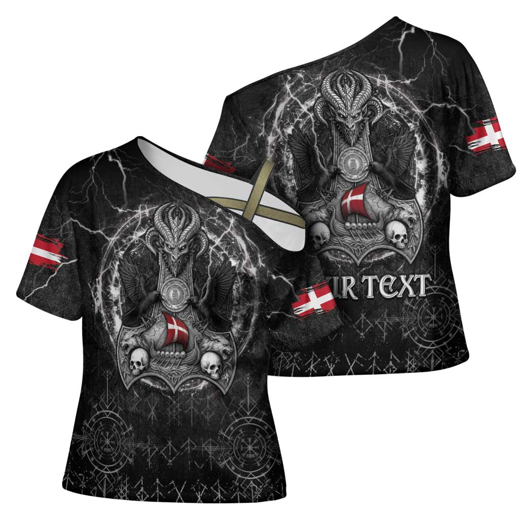 Personalized Denmark Viking Cross Shoulder Shirt Odin's Raven Legacy - Wonder Print Shop