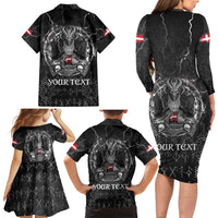 Personalized Denmark Viking Family Matching Long Sleeve Bodycon Dress and Hawaiian Shirt Odin's Raven Legacy - Wonder Print Shop