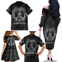 Personalized Denmark Viking Family Matching Off The Shoulder Long Sleeve Dress and Hawaiian Shirt Odin's Raven Legacy - Wonder Print Shop
