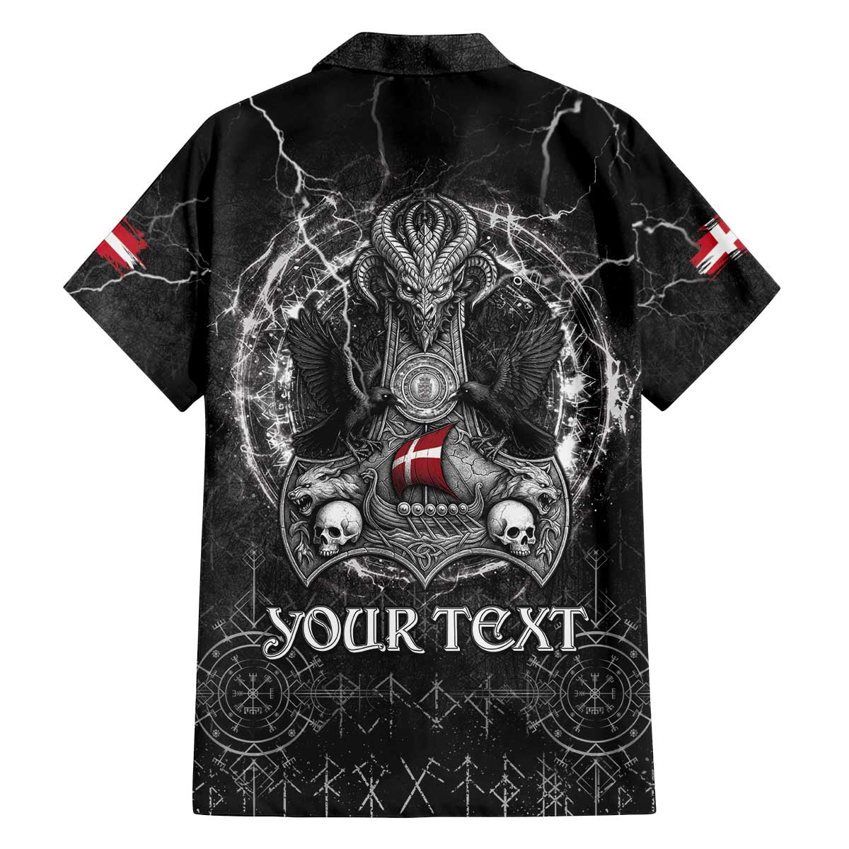 Personalized Denmark Viking Family Matching Off The Shoulder Long Sleeve Dress and Hawaiian Shirt Odin's Raven Legacy - Wonder Print Shop