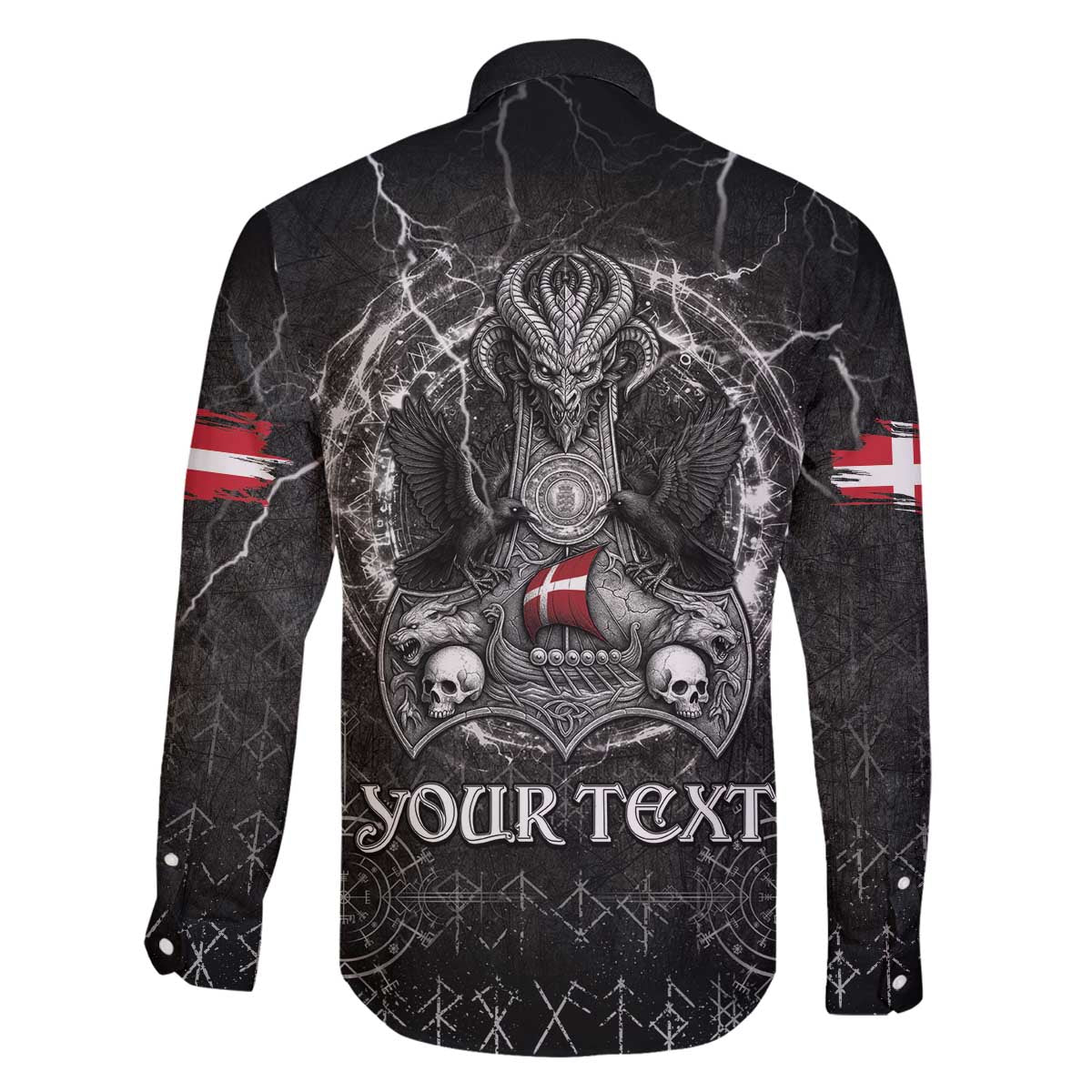 Personalized Denmark Viking Family Matching Off The Shoulder Long Sleeve Dress and Hawaiian Shirt Odin's Raven Legacy - Wonder Print Shop