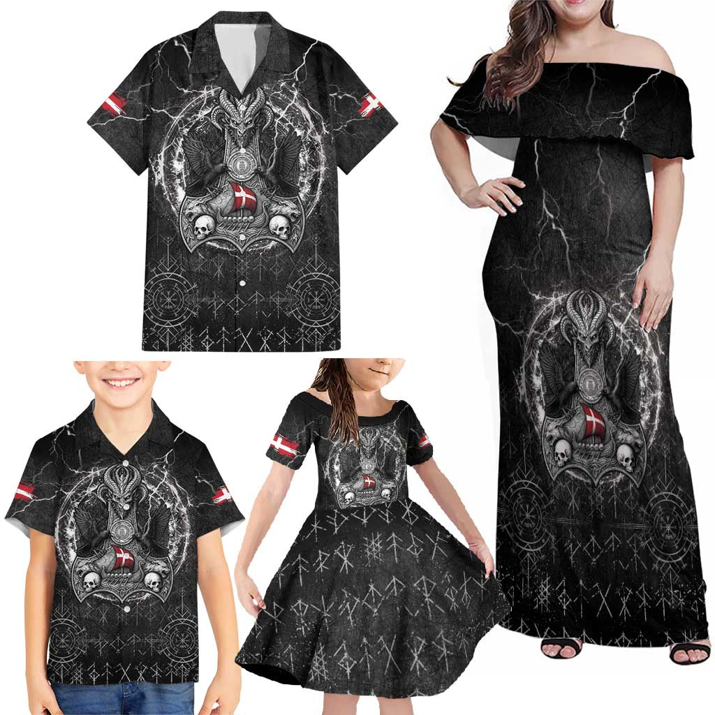 Personalized Denmark Viking Family Matching Off Shoulder Maxi Dress and Hawaiian Shirt Odin's Raven Legacy - Wonder Print Shop