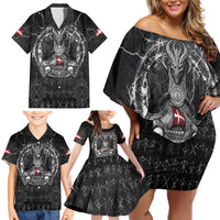 Personalized Denmark Viking Family Matching Off Shoulder Short Dress and Hawaiian Shirt Odin's Raven Legacy - Wonder Print Shop