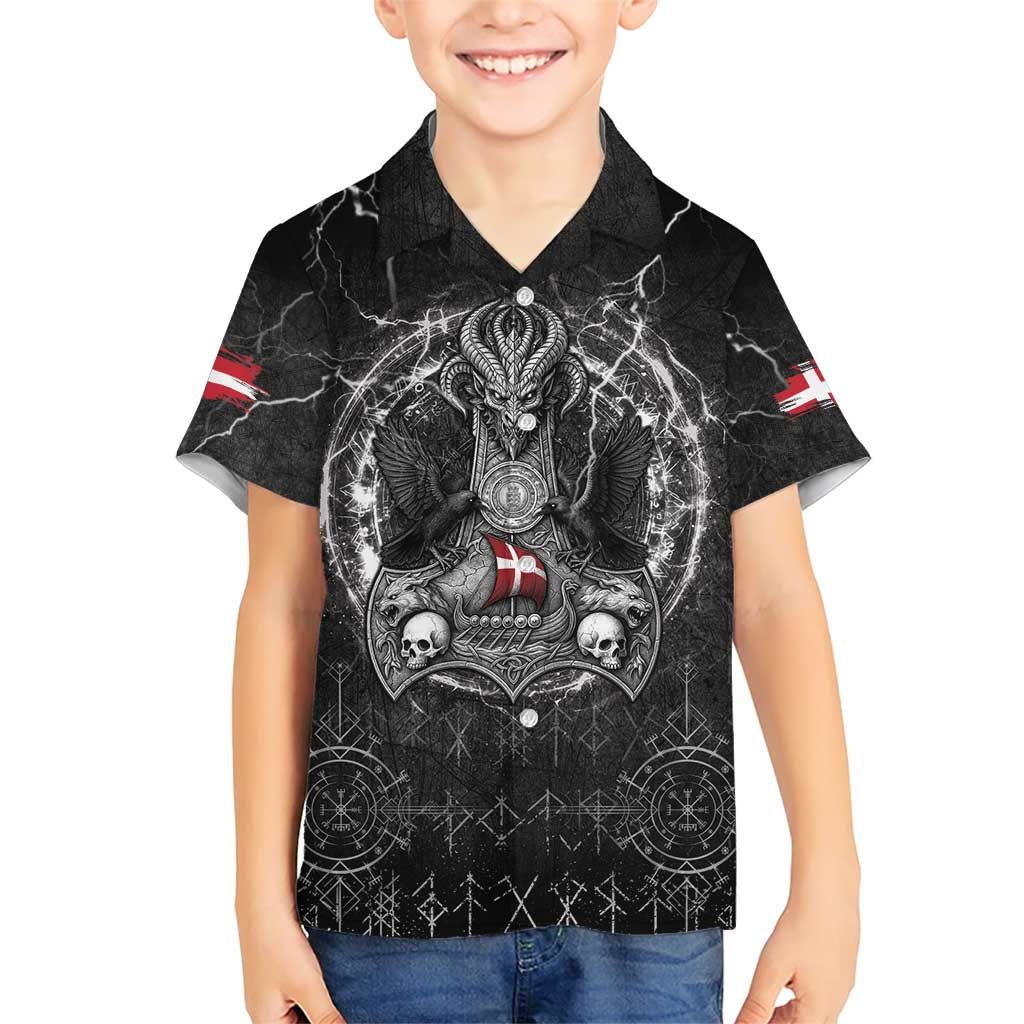 Personalized Denmark Viking Family Matching Short Sleeve Bodycon Dress and Hawaiian Shirt Odin's Raven Legacy - Wonder Print Shop