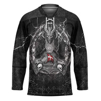 Personalized Denmark Viking Hockey Jersey Odin's Raven Legacy - Wonder Print Shop