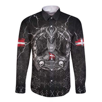 Personalized Denmark Viking Long Sleeve Button Shirt Odin's Raven Legacy - Wonder Print Shop