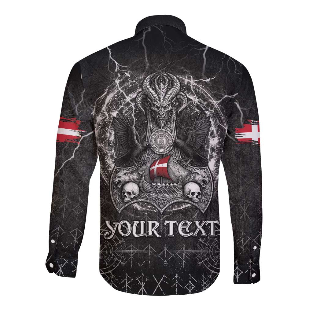 Personalized Denmark Viking Long Sleeve Button Shirt Odin's Raven Legacy - Wonder Print Shop