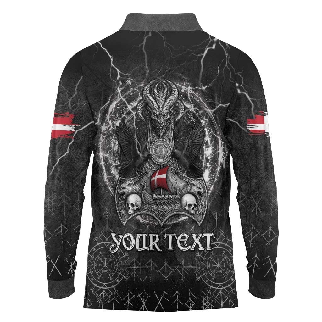 Personalized Denmark Viking Long Sleeve Polo Shirt Odin's Raven Legacy - Wonder Print Shop