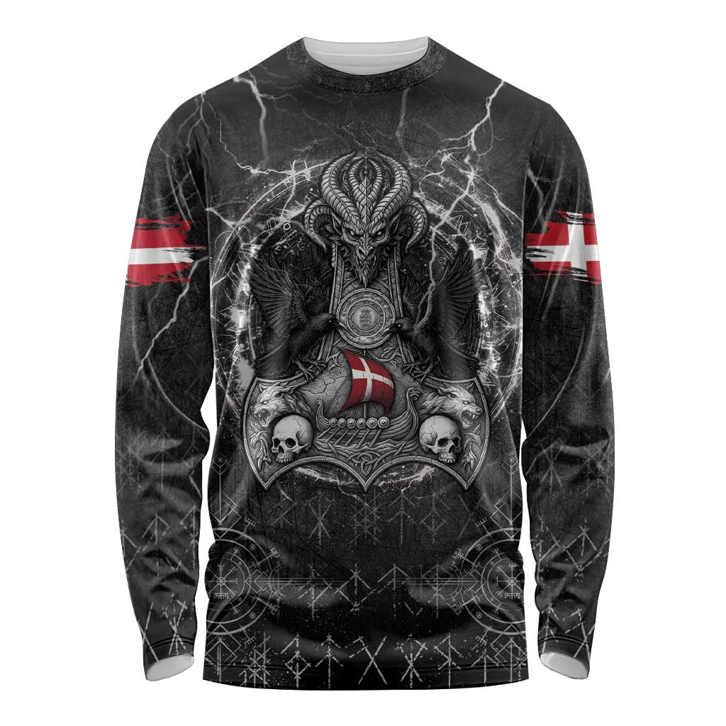 Personalized Denmark Viking Long Sleeve Shirt Odin's Raven Legacy - Wonder Print Shop