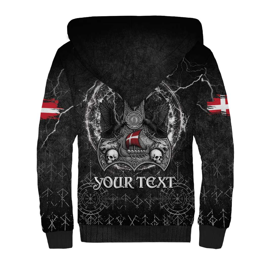 Personalized Denmark Viking Sherpa Hoodie Odin's Raven Legacy - Wonder Print Shop