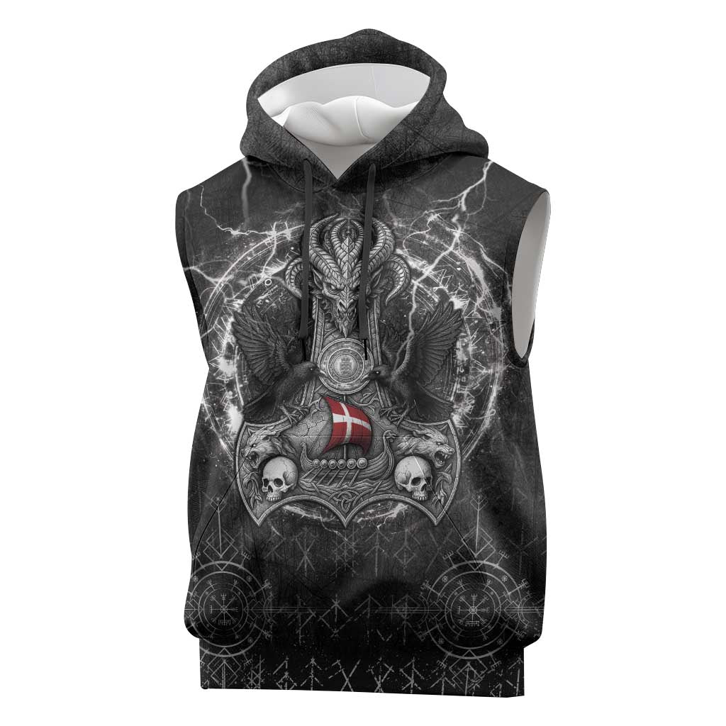 Personalized Denmark Viking Sleeveless Hoodie Odin's Raven Legacy - Wonder Print Shop