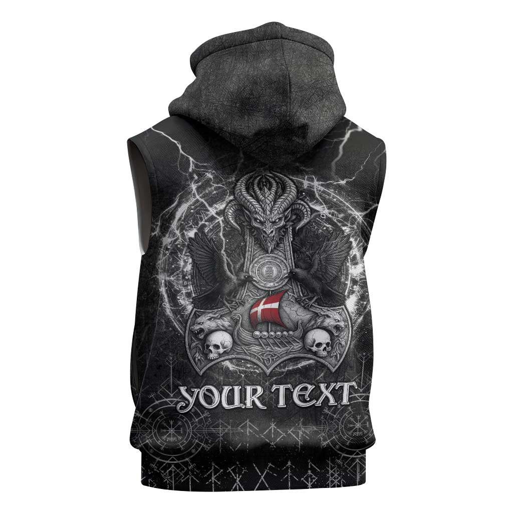 Personalized Denmark Viking Sleeveless Hoodie Odin's Raven Legacy - Wonder Print Shop